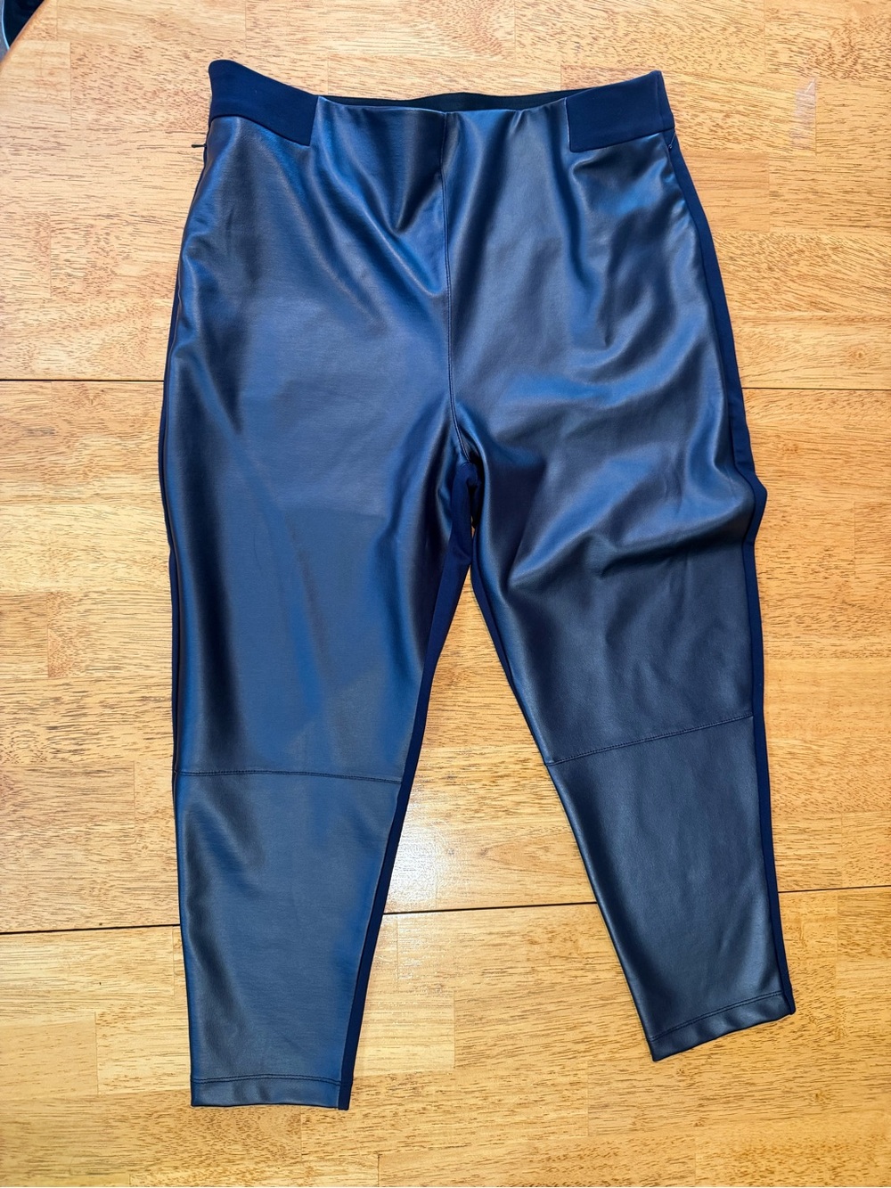 Betabrand Faux Leather Pull-On Ankle Pants - Black
